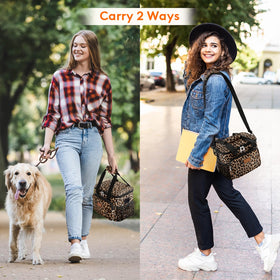 Lifewit Leopard lunch bag shoulder strap for hands-free carrying during commutes.