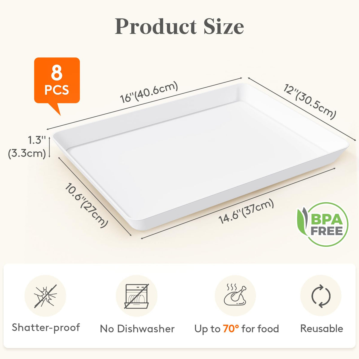Lifewit white rectangular tray complements any event decor