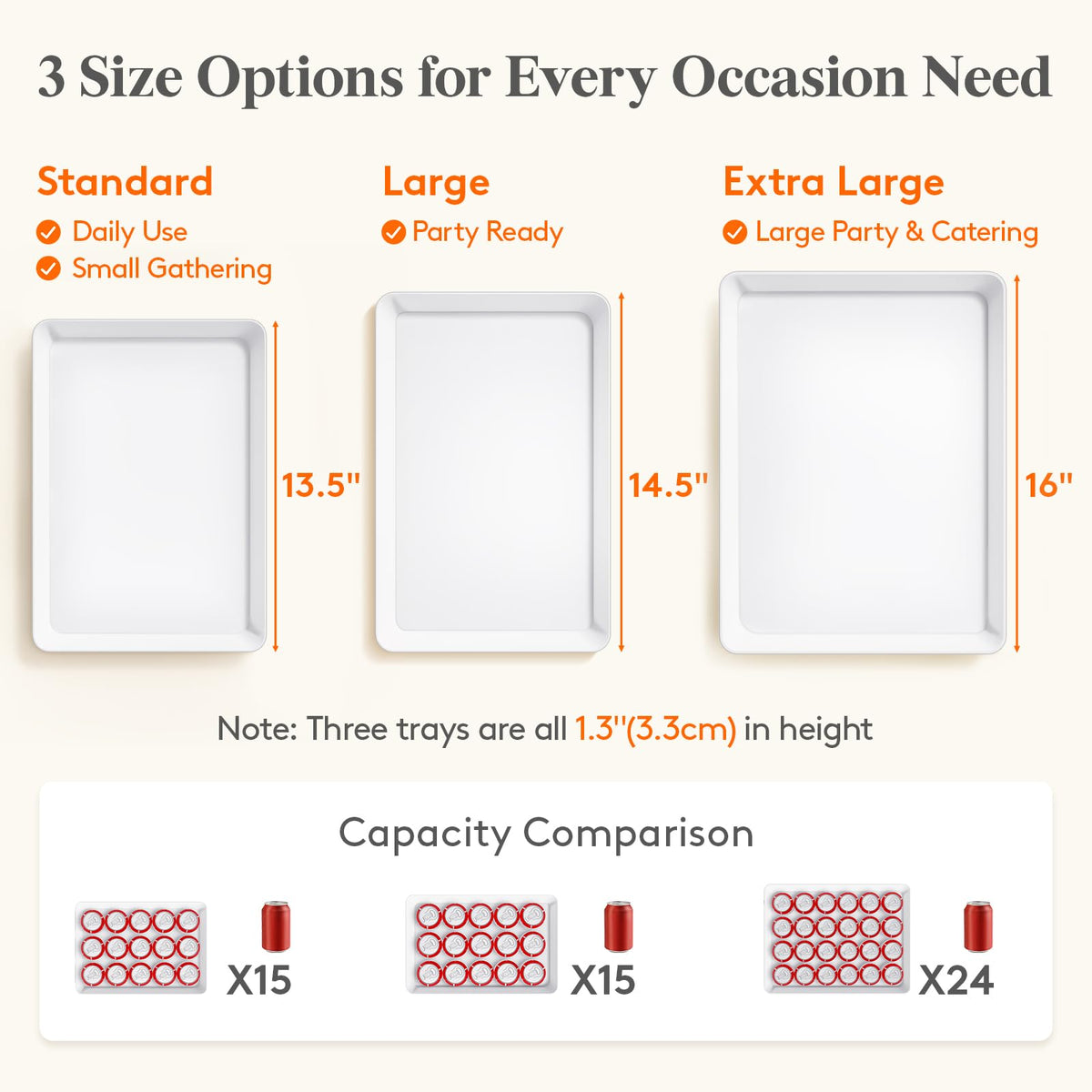 Lifewit serving tray white rectangle fits any event