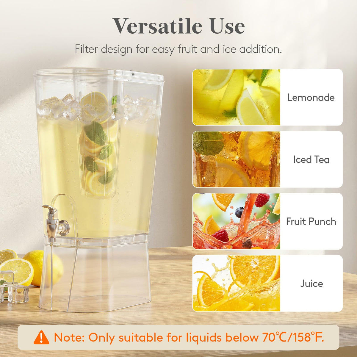 Transparent Lifewit dispenser shows drinks inside for quick labeling.