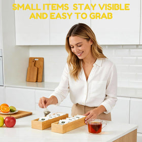 lilLittle bamboo drawer organizer helps tidy up junk drawers with small items.