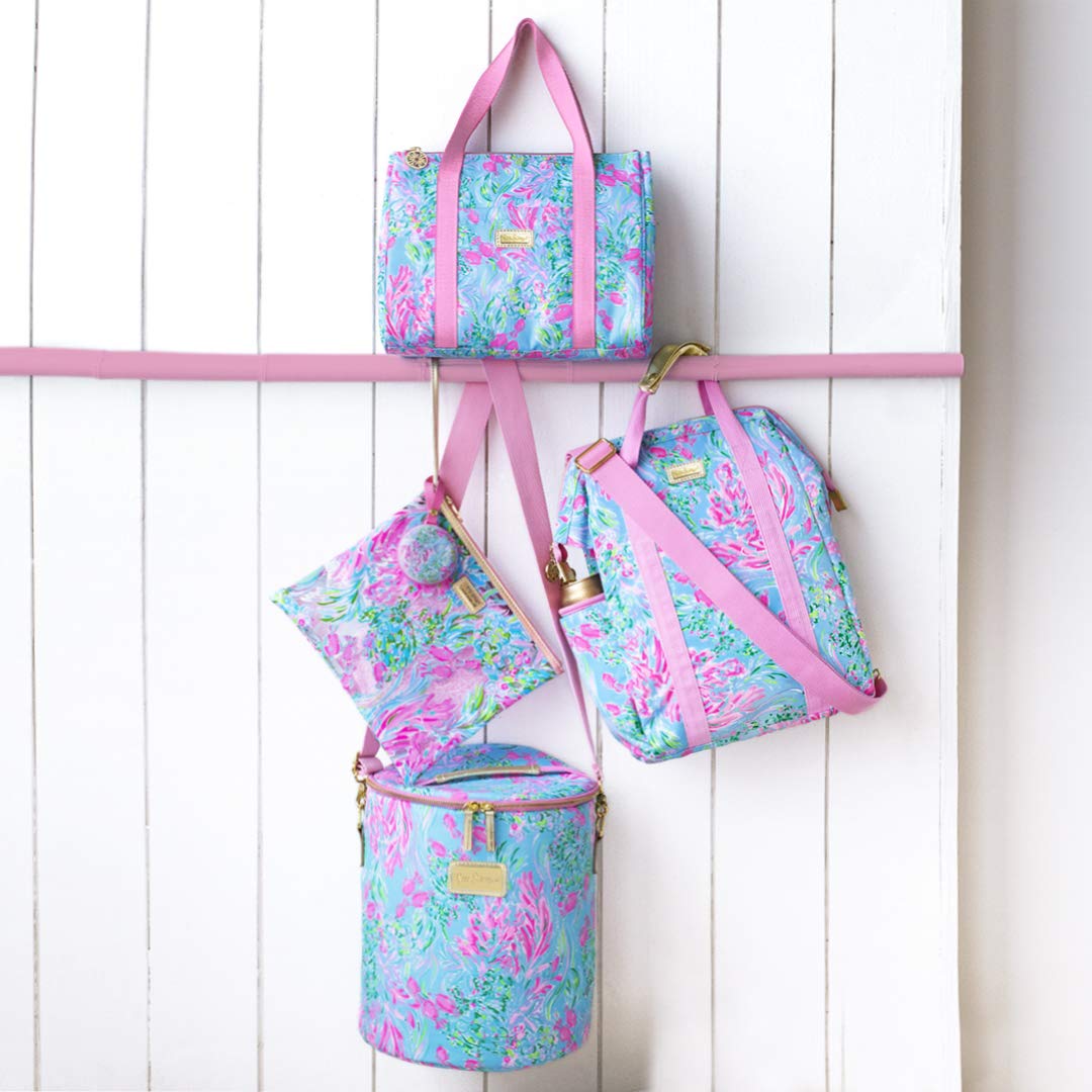 Lilly Pulitzer shoulder straps provide comfortable carrying.