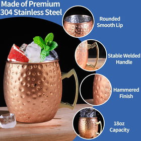 Hammered copper exterior on LINALL mug adds bold premium look