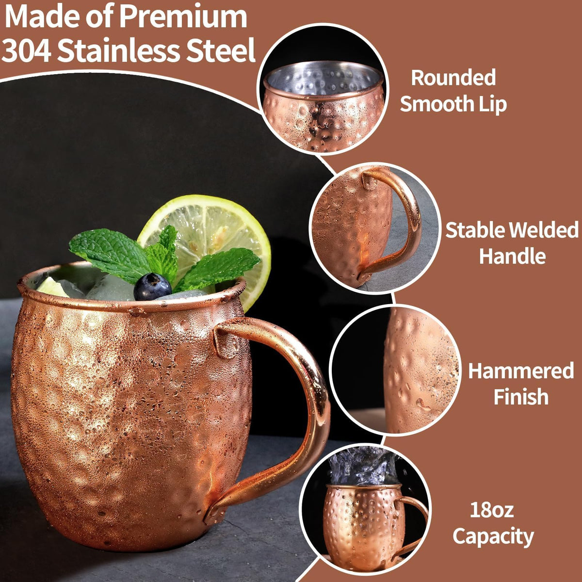 LINALL copper mug with free accessories for convenient hosting.