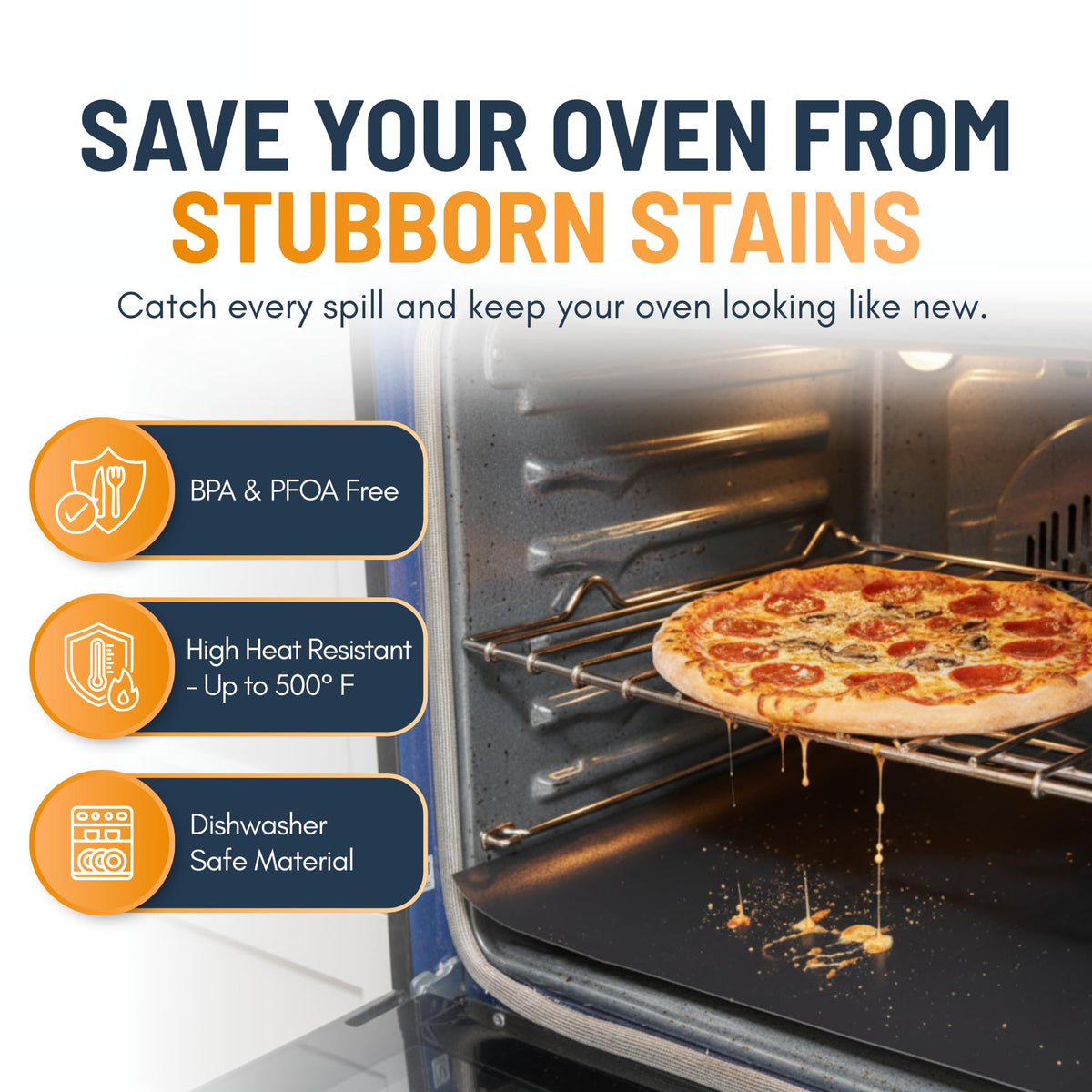 Linda's Essentials non-stick oven liner 17x25 helps quick cleanup after cooking