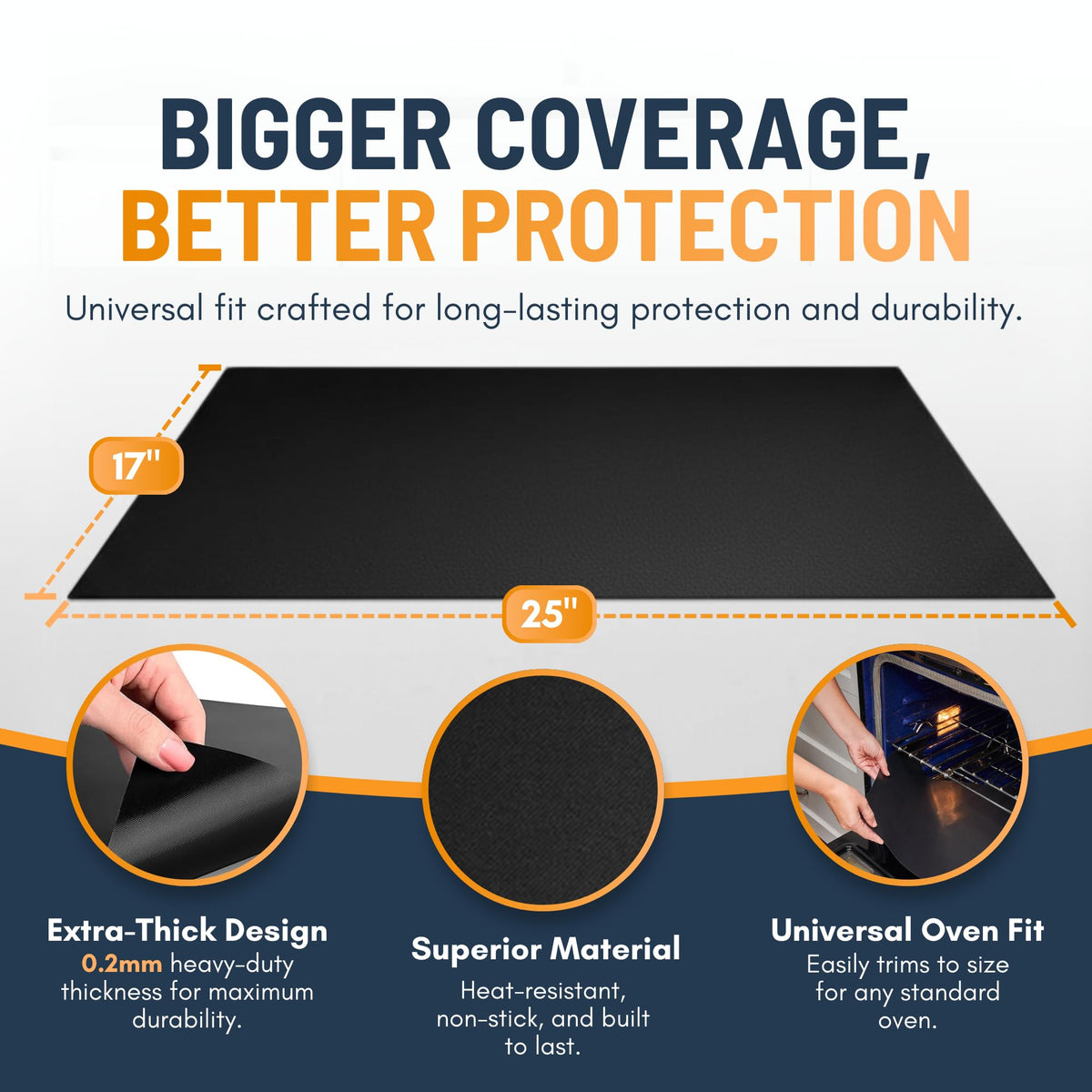 Linda's Essentials oven floor protector 17x25 safeguarding against drips and splatters