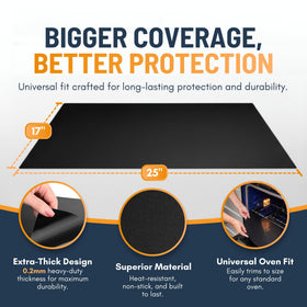 Linda's Essentials oven floor protector 17x25 safeguarding against drips and splatters