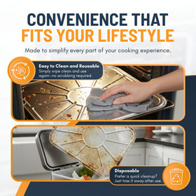 Linda's Essentials oven liner drip tray protector helps keep surfaces clean