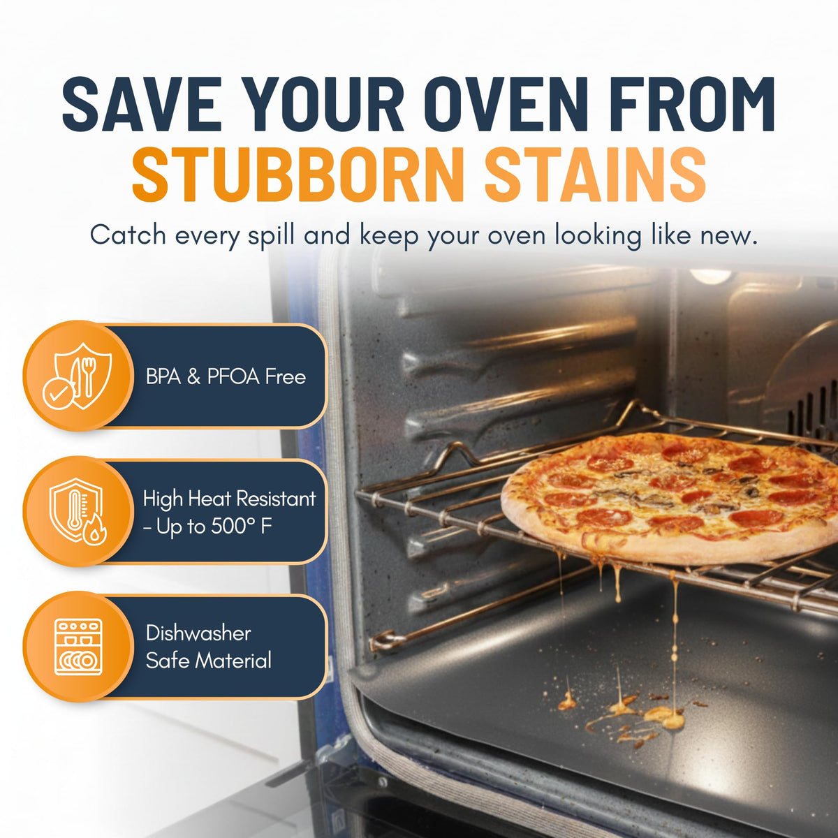 Linda's Essentials two-pack oven liners offer durable protection for busy kitchens.
