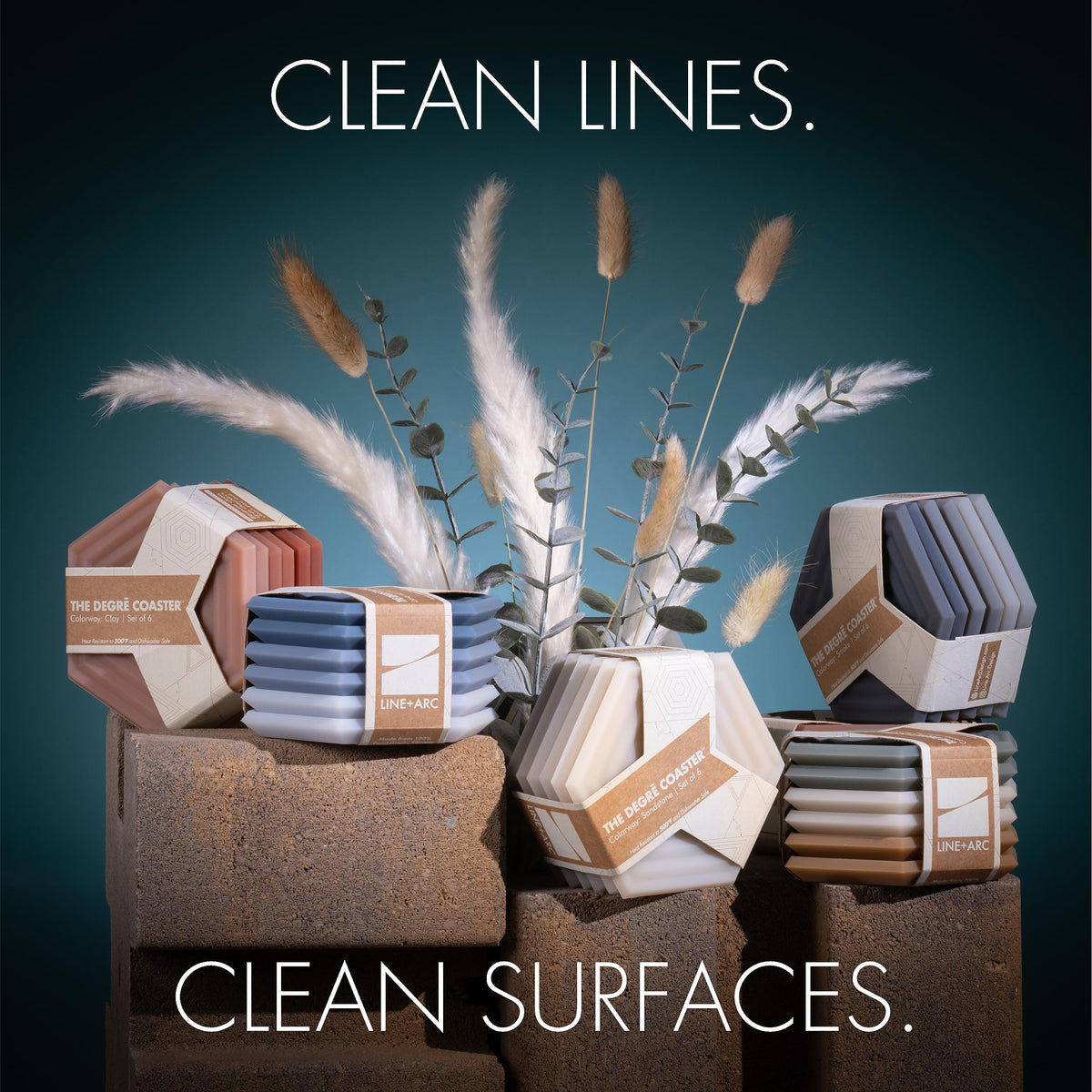 LINE+ARC Degrē coasters dishwasher-safe for effortless cleanup after meals
