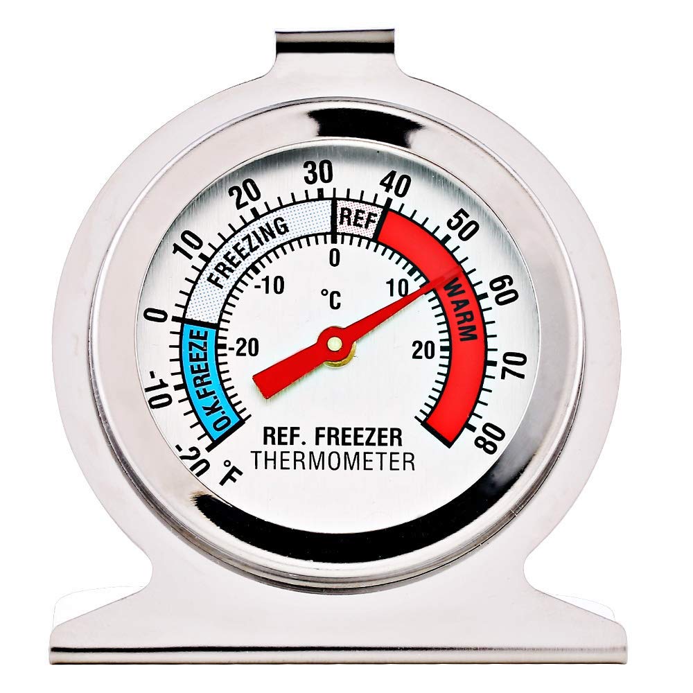 LinkDm 12-pack large dial thermometers placed on fridge shelf for quick checks