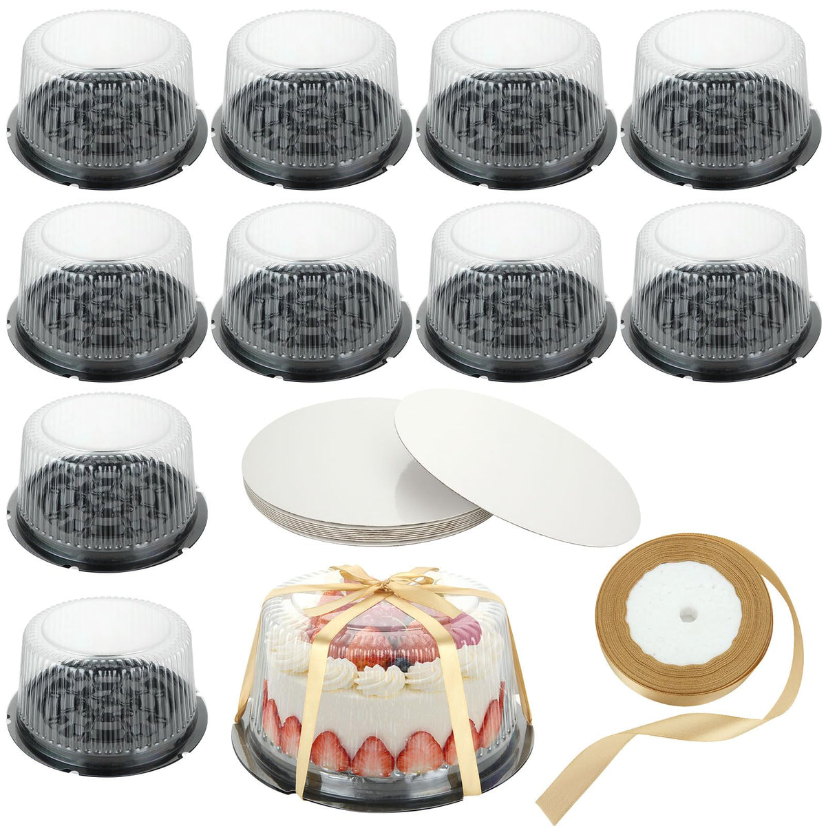 LISHINE cake container with clear dome lid for easy content visibility and secure transport.