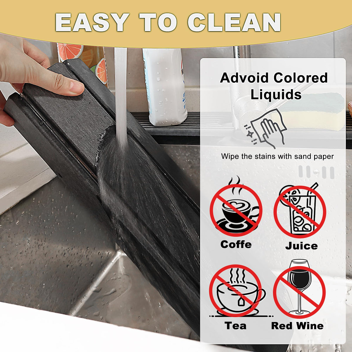 LiteTool Stone Drying Mat beside dishwasher reduces splashes