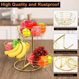 Livabber gold fruit and snack storage on a kitchen counter
