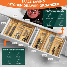 Lixple silverware tray layout in bamboo for forks, spoons, and knives