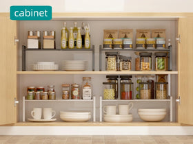 LJHFUQHU Stackable two-tier shelf creates extra storage without clutter.