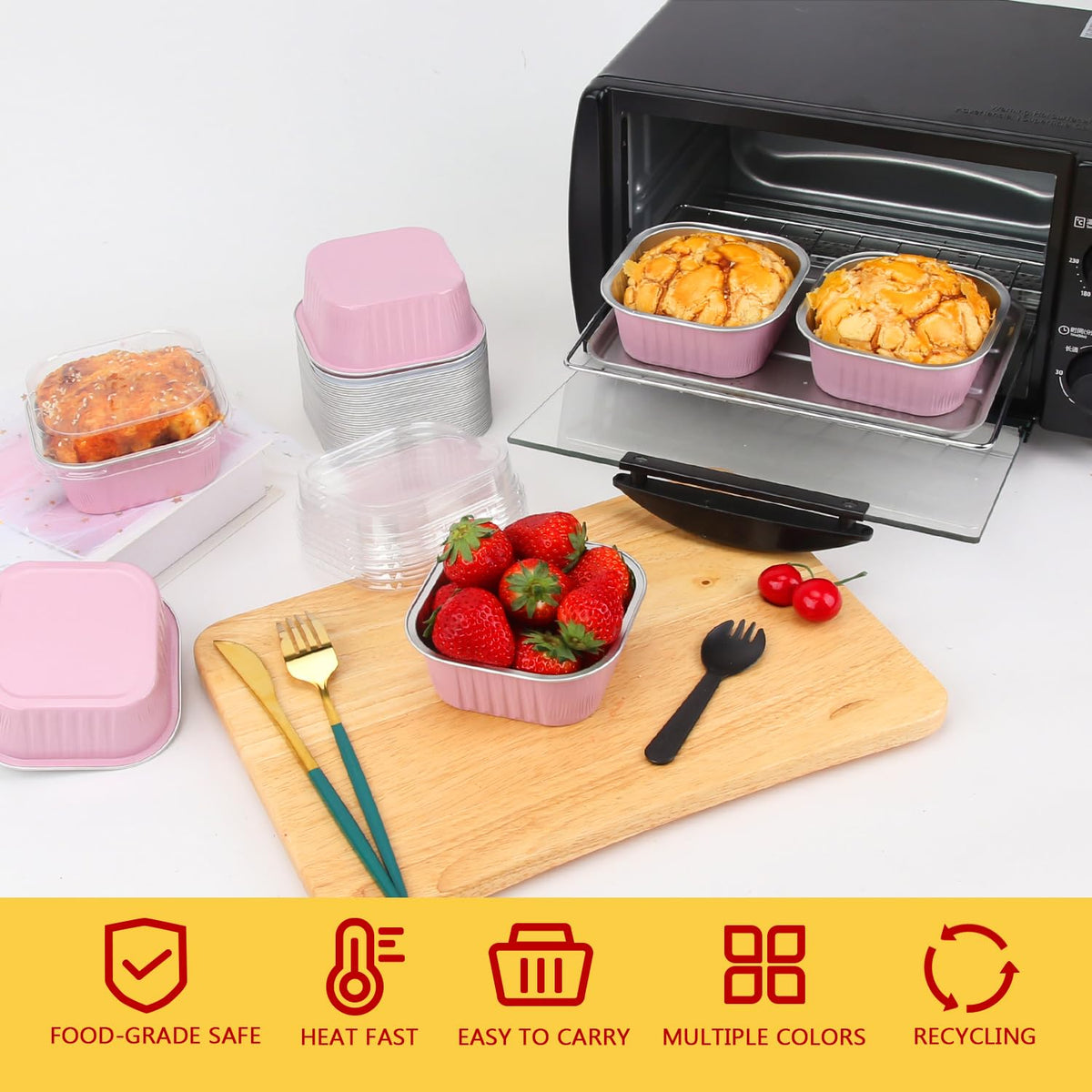 LNYZQUS oven-safe disposable aluminum pans for baking and grilling.