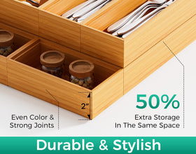 Lochantie junk drawer dividers help categorize items and reduce rummaging.