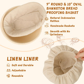 lockincar oval banneton 10-inch with linen liner for signature patterns.