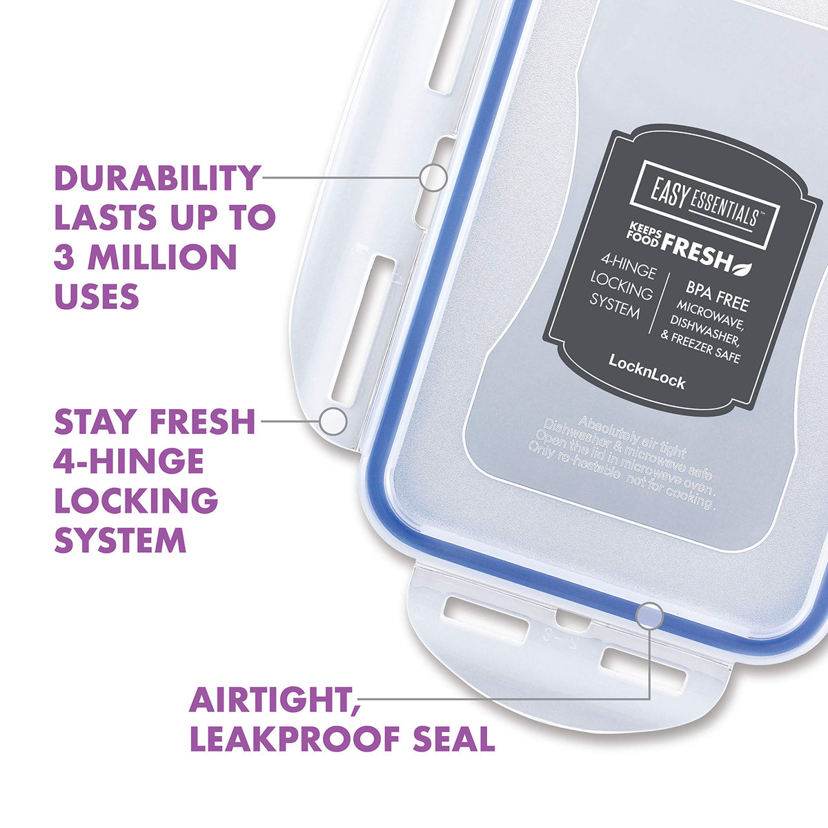 LocknLock Easy Essentials 6-ounce square container perfect for dips or small portions.
