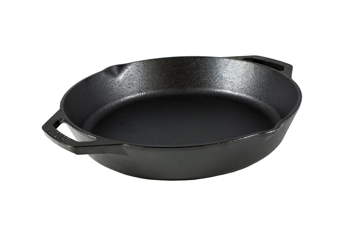 Lodge 10.25-inch pre-seasoned skillet with dual handles ready for oven-to-table use
