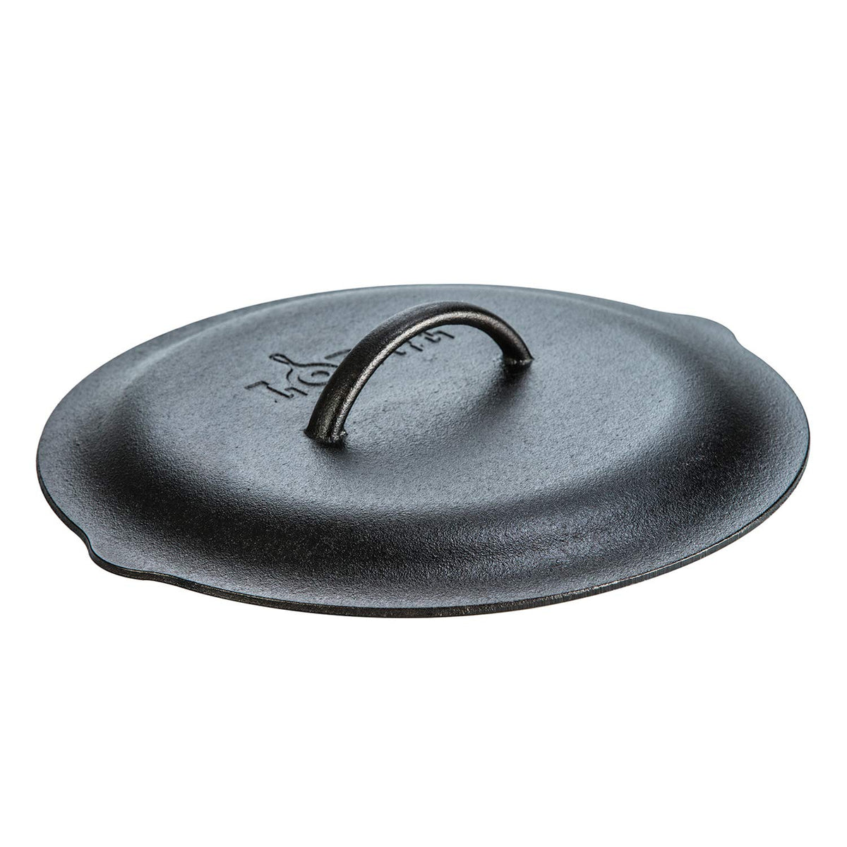 Lodge 12-inch cast iron lid with handle for secure lifting and heat retention.
