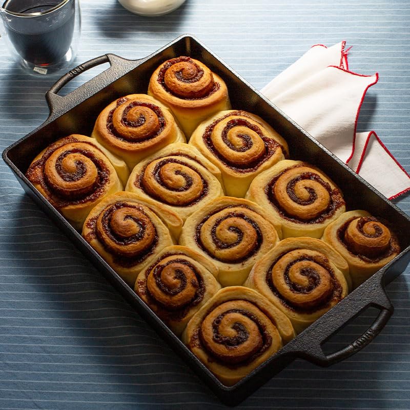 Lodge Cast Iron Casserole Pan high walls keeps sauces contained during large recipes.