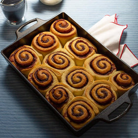 Lodge Cast Iron Casserole Pan high walls keeps sauces contained during large recipes.