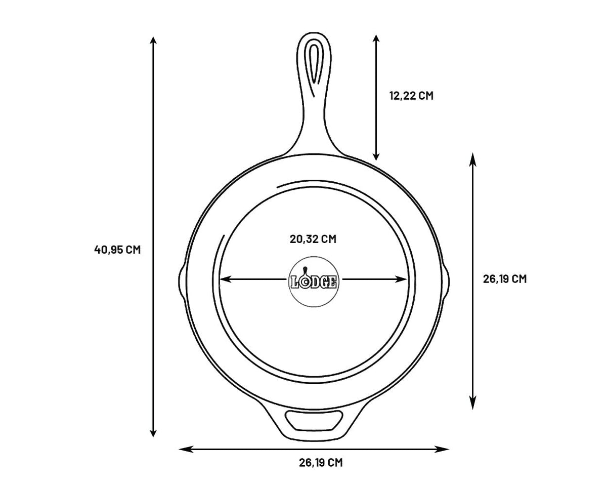 Lodge cast iron with seasoned finish improves with use for easier release.