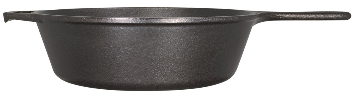 Lodge deep skillet with assist handle for safe, easy lifting during cooking