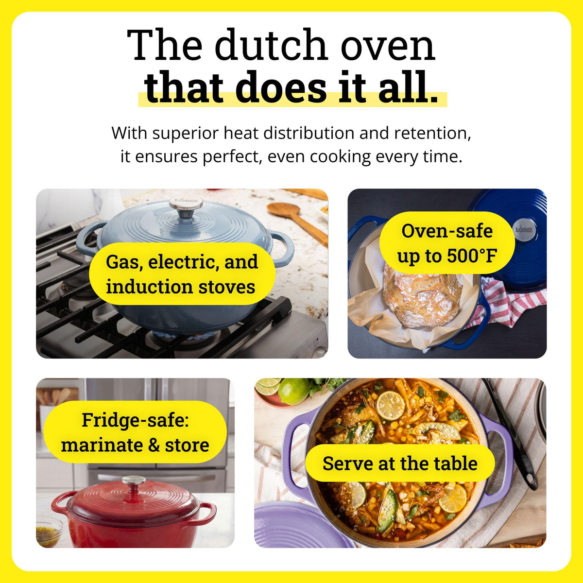 Lodge Dutch Oven on stove, ready for stovetop to oven use