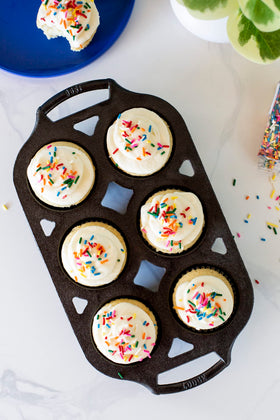 Lodge muffin pan out of the box ready to bake and release smoothly