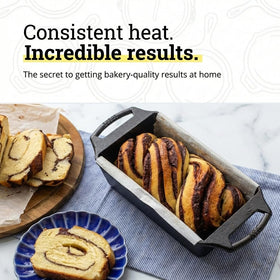 Lodge Seasoned Cast Iron Loaf Pan dual assist handles ease transfer from oven