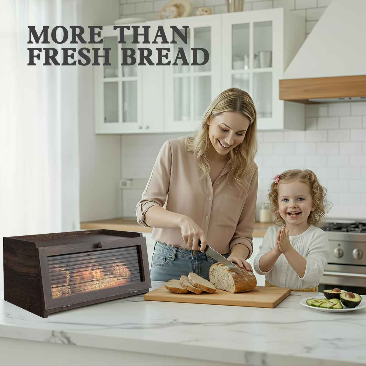 LOHASOK bread box interior dimensions fit multiple loaves for organized storage