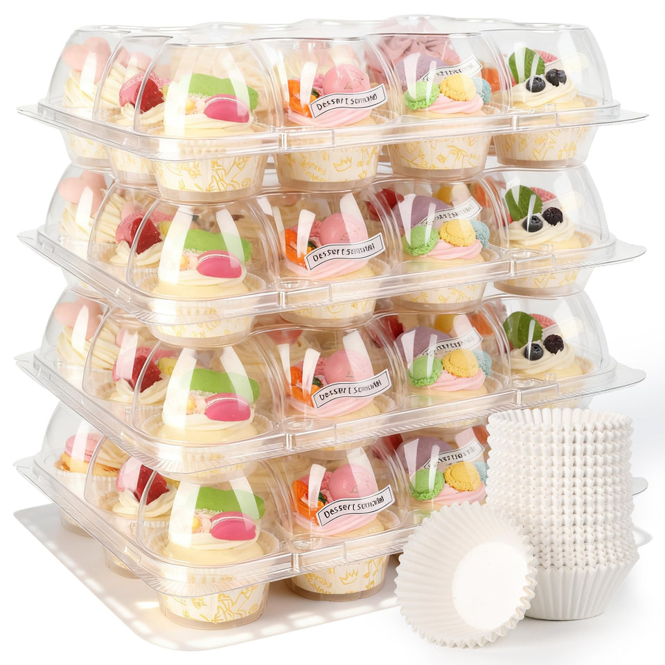 LOKQING cupcake containers with lid separation keep frosting intact during quick removal
