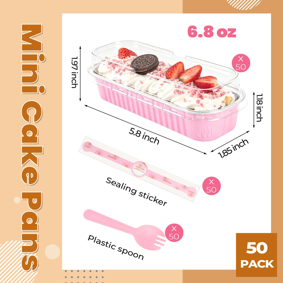 LOKQING pink mini loaf pan set size 6.8 oz, ideal for serving individuals