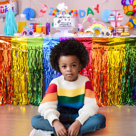 LOLStar rainbow foil fringe elevates birthday and pride celebrations.