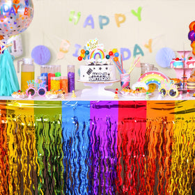 LOLStar rainbow table skirt blue-purple glow adds cohesive event theming.