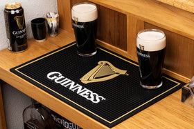 LORD'S ROCKS Guinness bar mat measures 18 by 12 inches for ample spill protection.