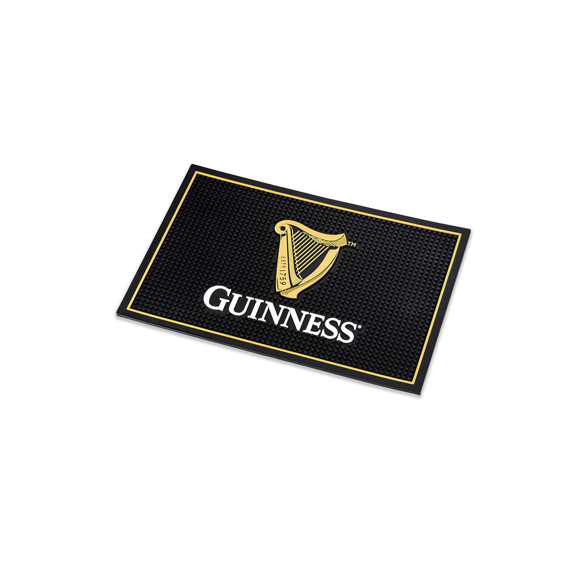 LORD'S ROCKS Guinness bar mat catches drips, keeping counters clean during pours.