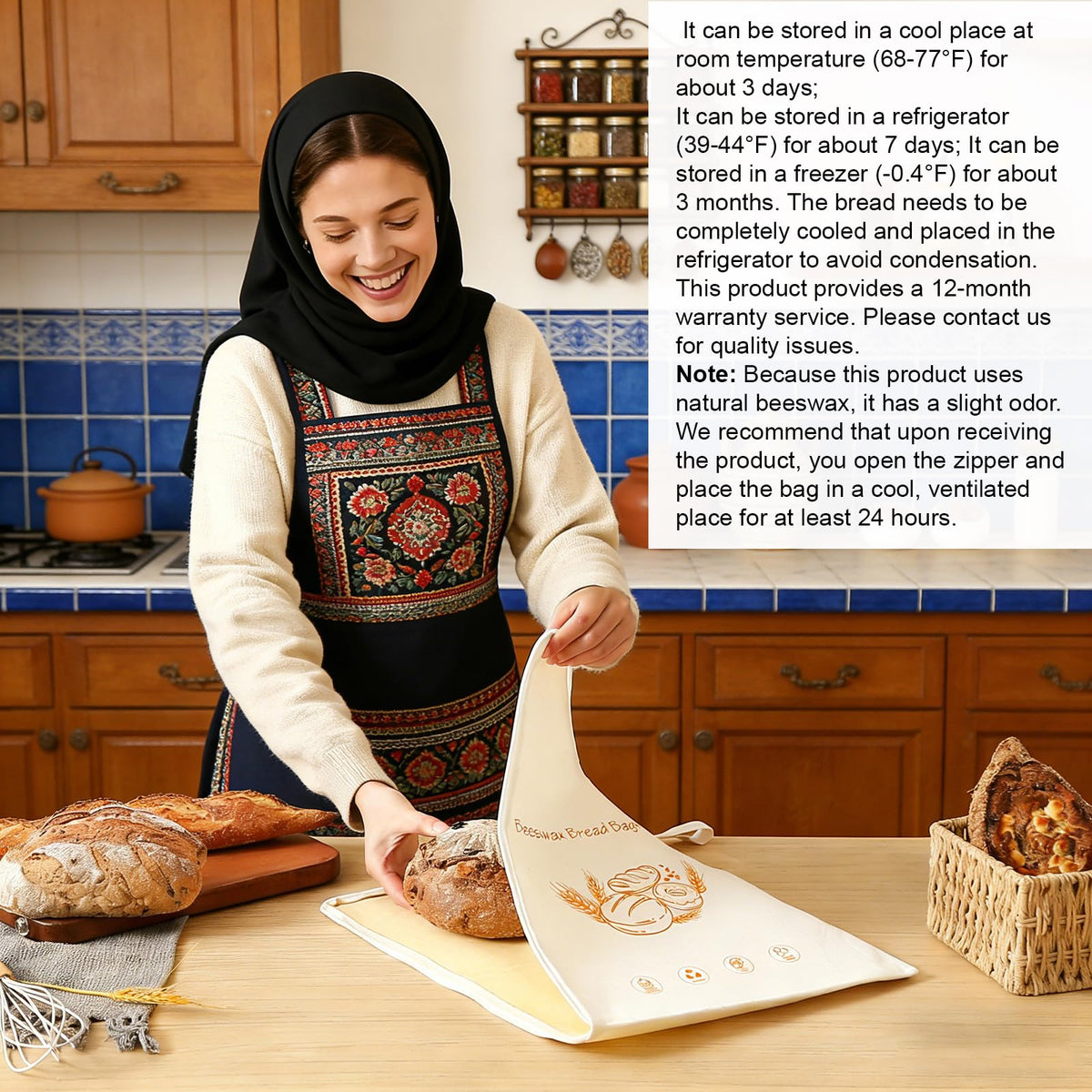 Lorine extra-large bread bag 13x17 fits sourdough and baguettes