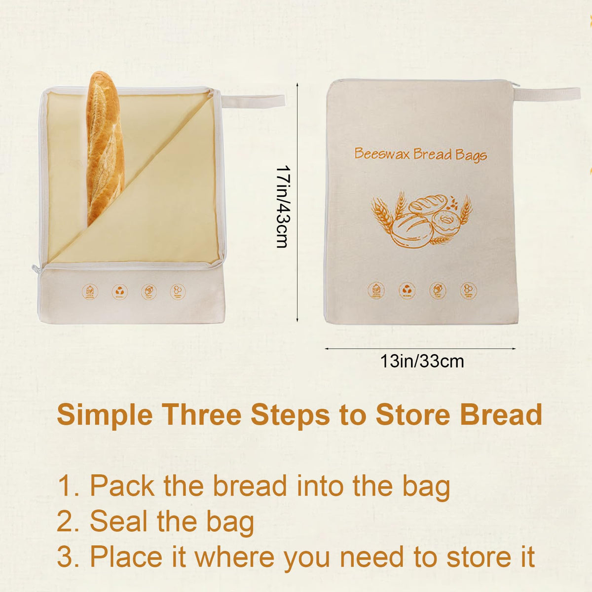 Lorine zip-seal bread bag for easy, airtight storage