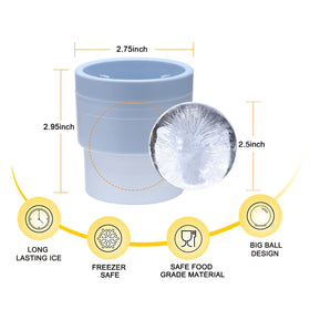 LORSIA round big ice ball molds create perfectly clear spheres for even chilling.