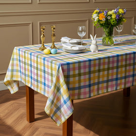 LOSIVISHE Easter tablecloth in pastel gingham for bright spring gatherings.