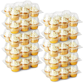 LotFancy 6-cavity cupcake container with clear view for display.