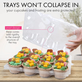 LotFancy cupcake carrier with tall dome lid highlighting tall frosting while protecting treats.