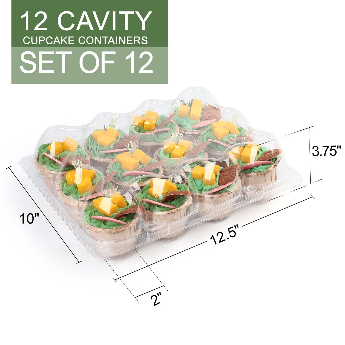 LotFancy funnel-shaped supports protect frosting and toppers inside the box.