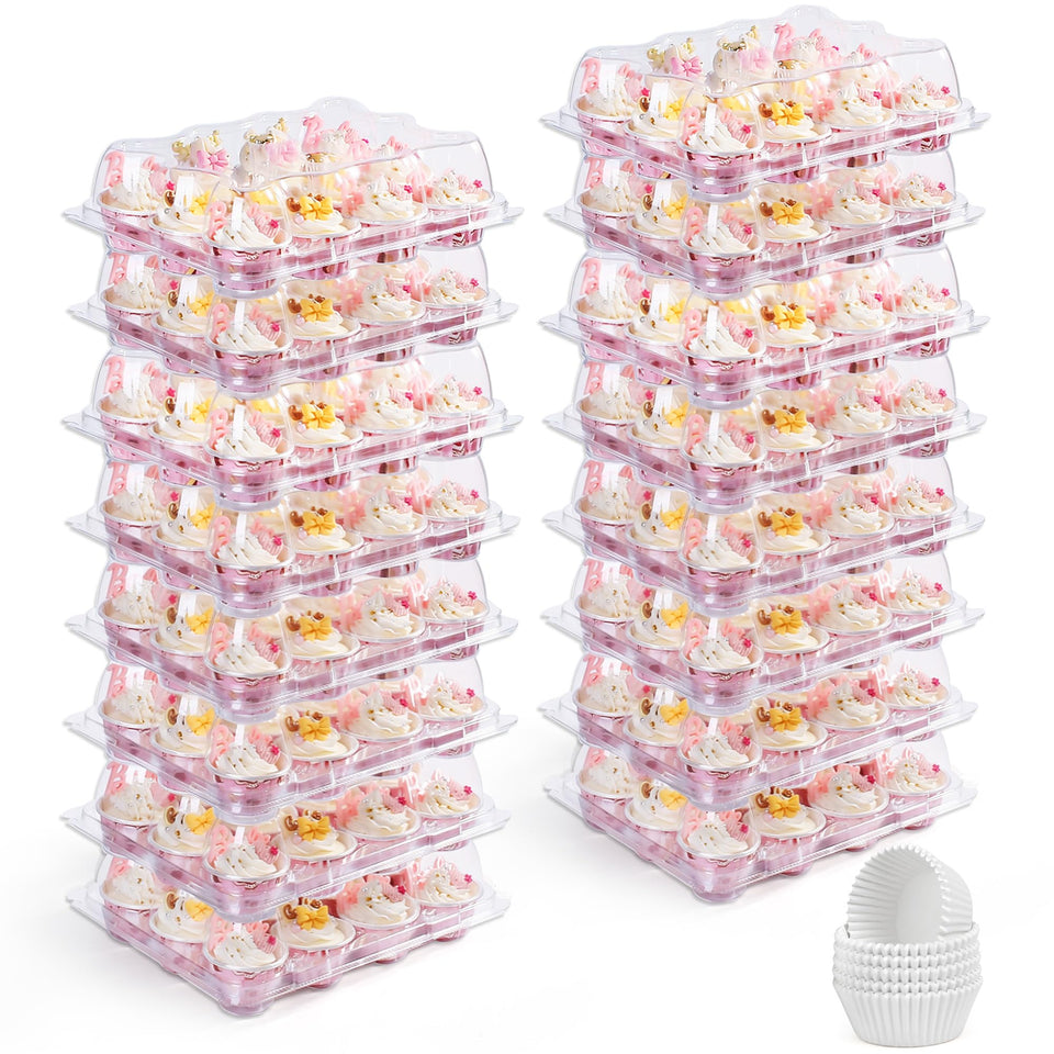 LotFancy mini cupcake containers side view showing compact 12-cupcake capacity