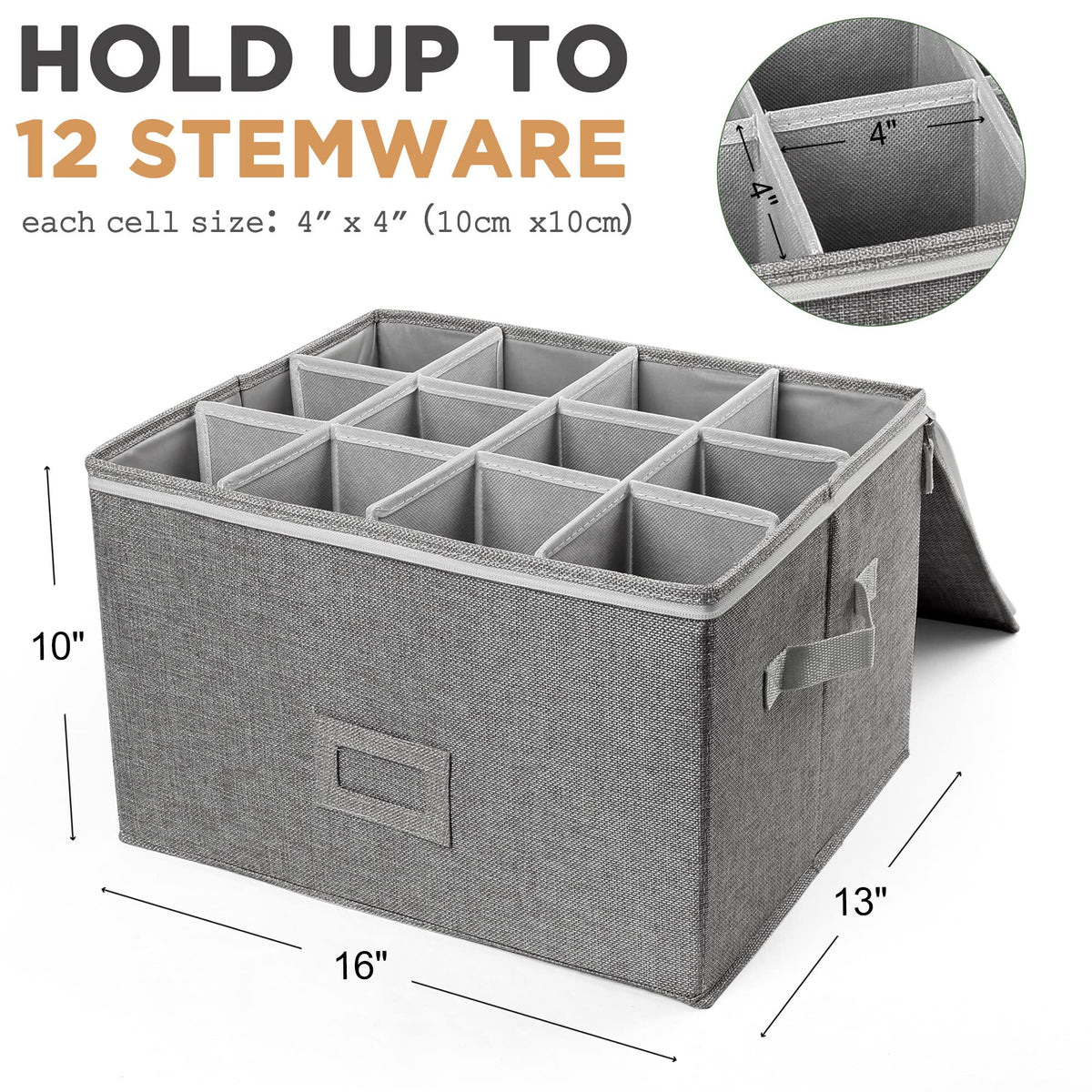 LotFancy stackable wine glass case with dividers keeps glasses organized in transit