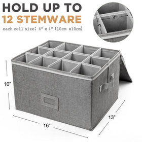 LotFancy stackable wine glass case with dividers keeps glasses organized in transit
